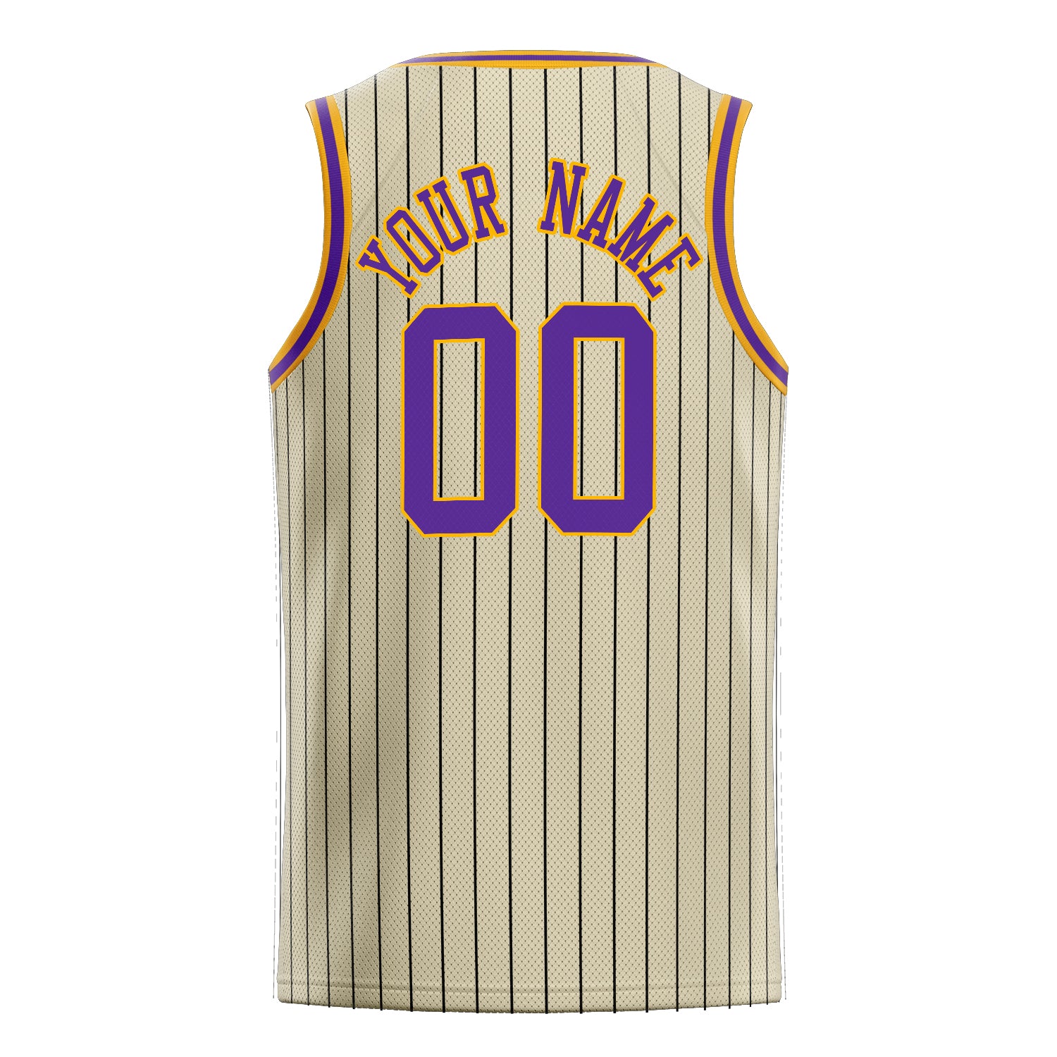 Personalized Cream & Purple Black Pinstripe Basketball Jersey