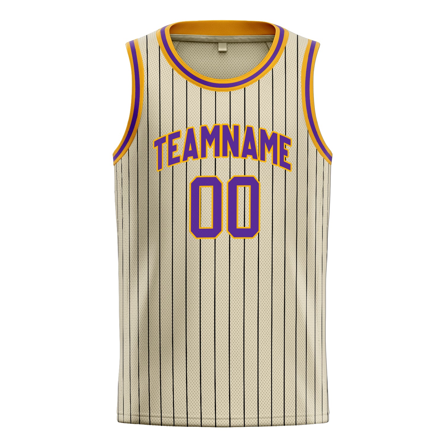 Personalized Cream & Purple Black Pinstripe Basketball Jersey