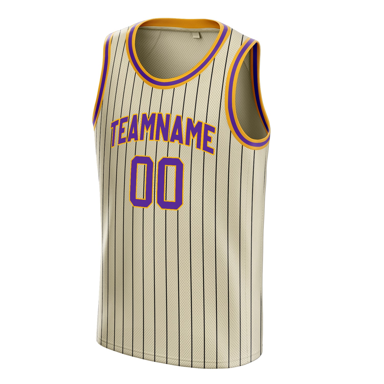 Personalized Cream & Purple Black Pinstripe Basketball Jersey