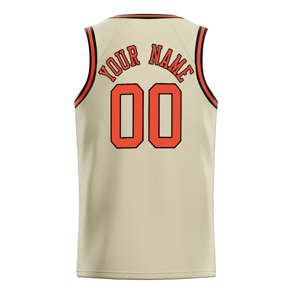 Personalized Cream & Orange Solid Color Basketball Jersey