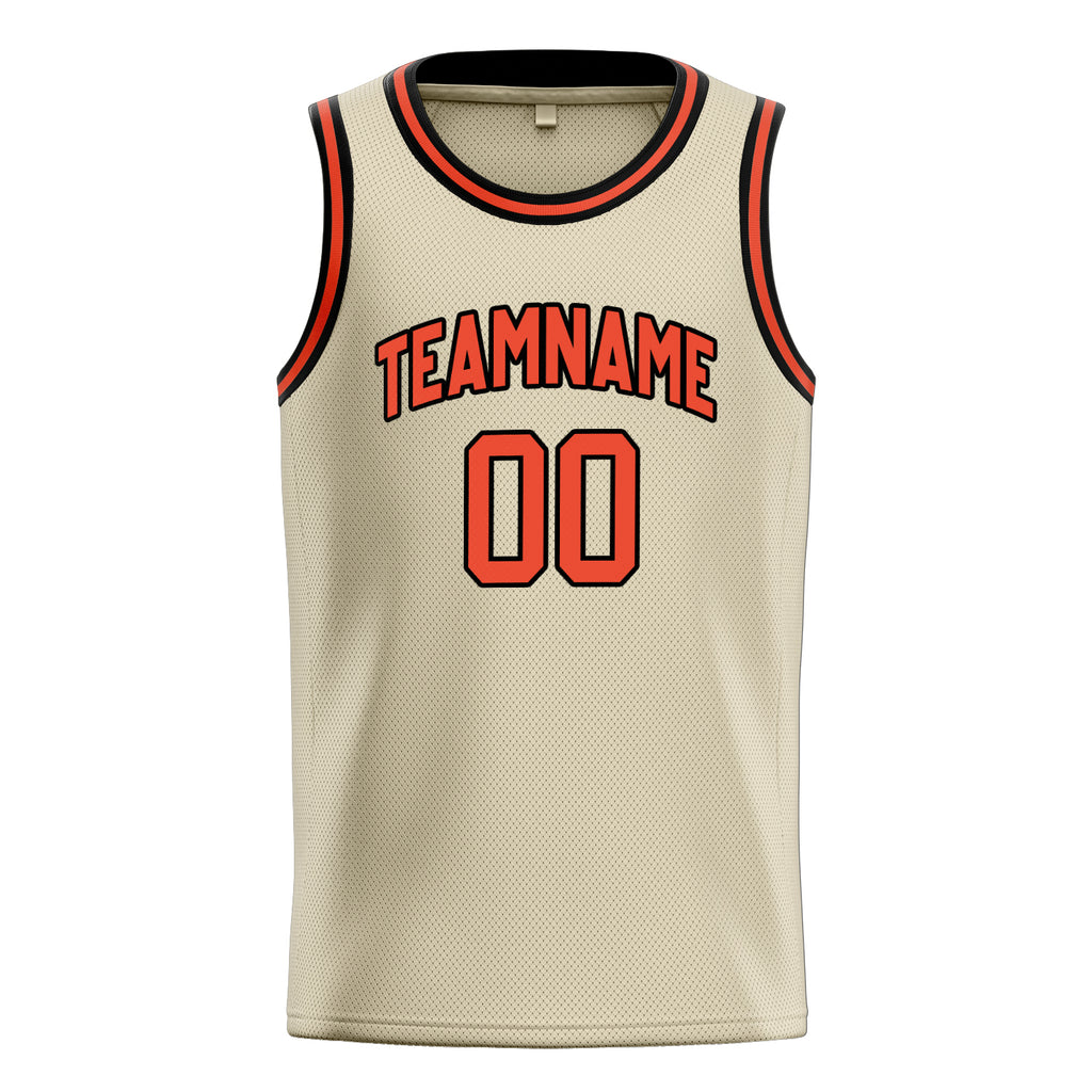 Personalized Cream & Orange Solid Color Basketball Jersey