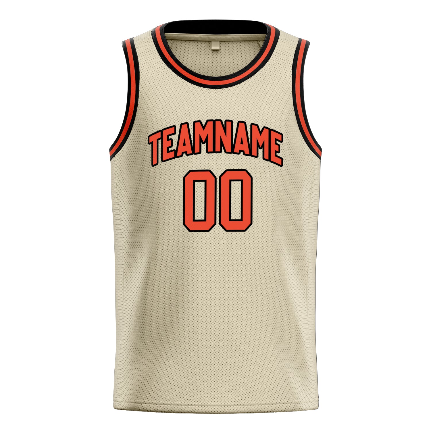 Personalized Cream & Orange Solid Color Basketball Jersey
