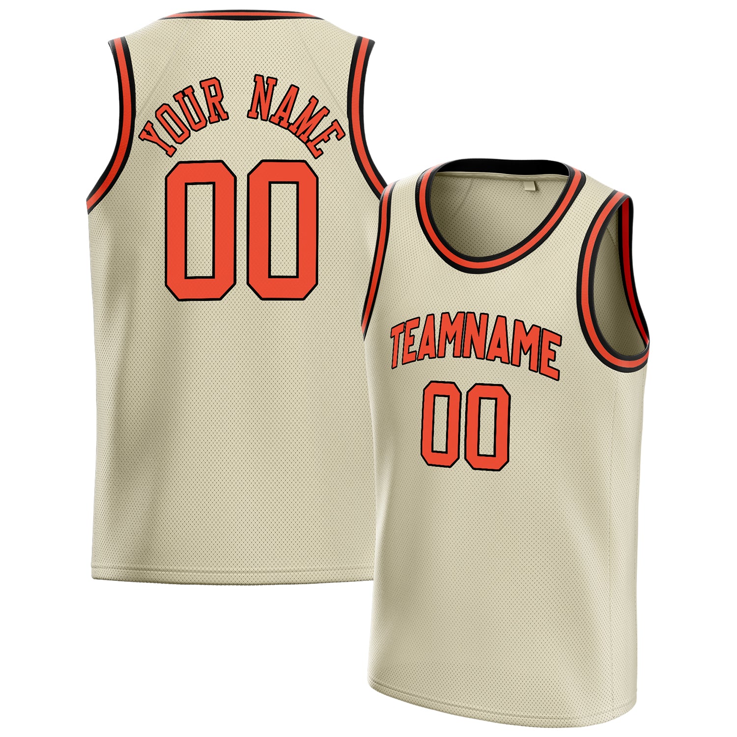 Personalized Cream & Orange Solid Color Basketball Jersey
