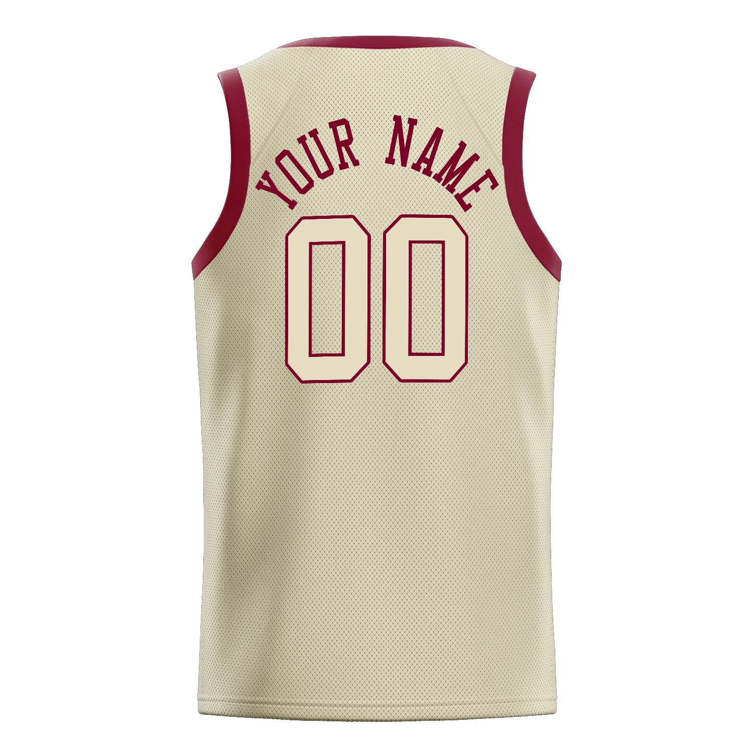 Personalized Cream & Maroon Solid Color Basketball Jersey