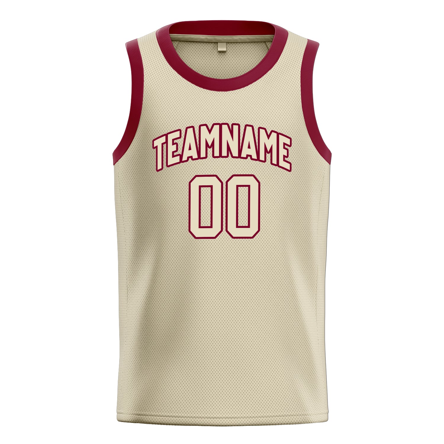 Personalized Cream & Maroon Solid Color Basketball Jersey