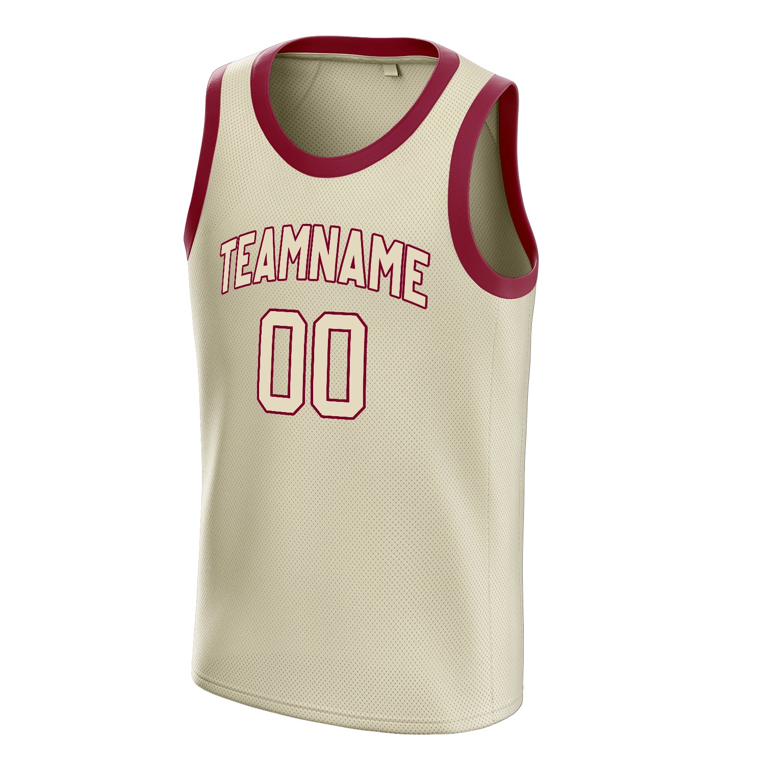 Personalized Cream & Maroon Solid Color Basketball Jersey