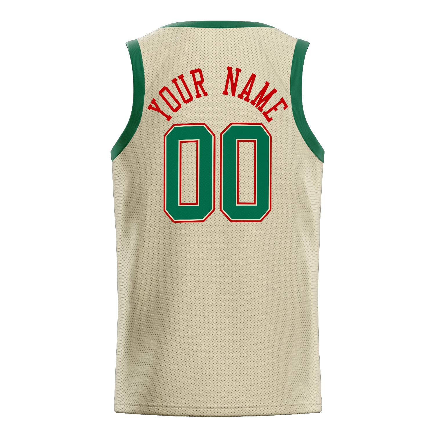 Personalized Cream & Kelly Green Solid Color Basketball Jersey