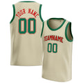 Personalized Cream & Kelly Green Solid Color Basketball Jersey