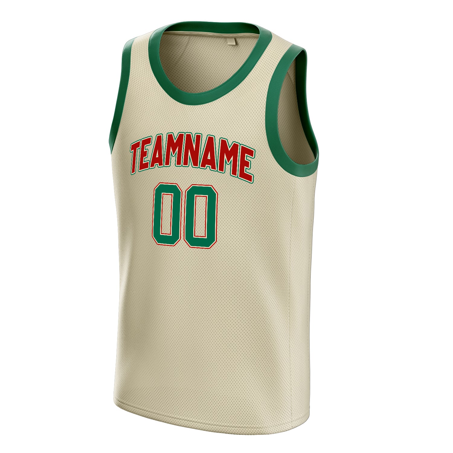 Personalized Cream & Kelly Green Solid Color Basketball Jersey