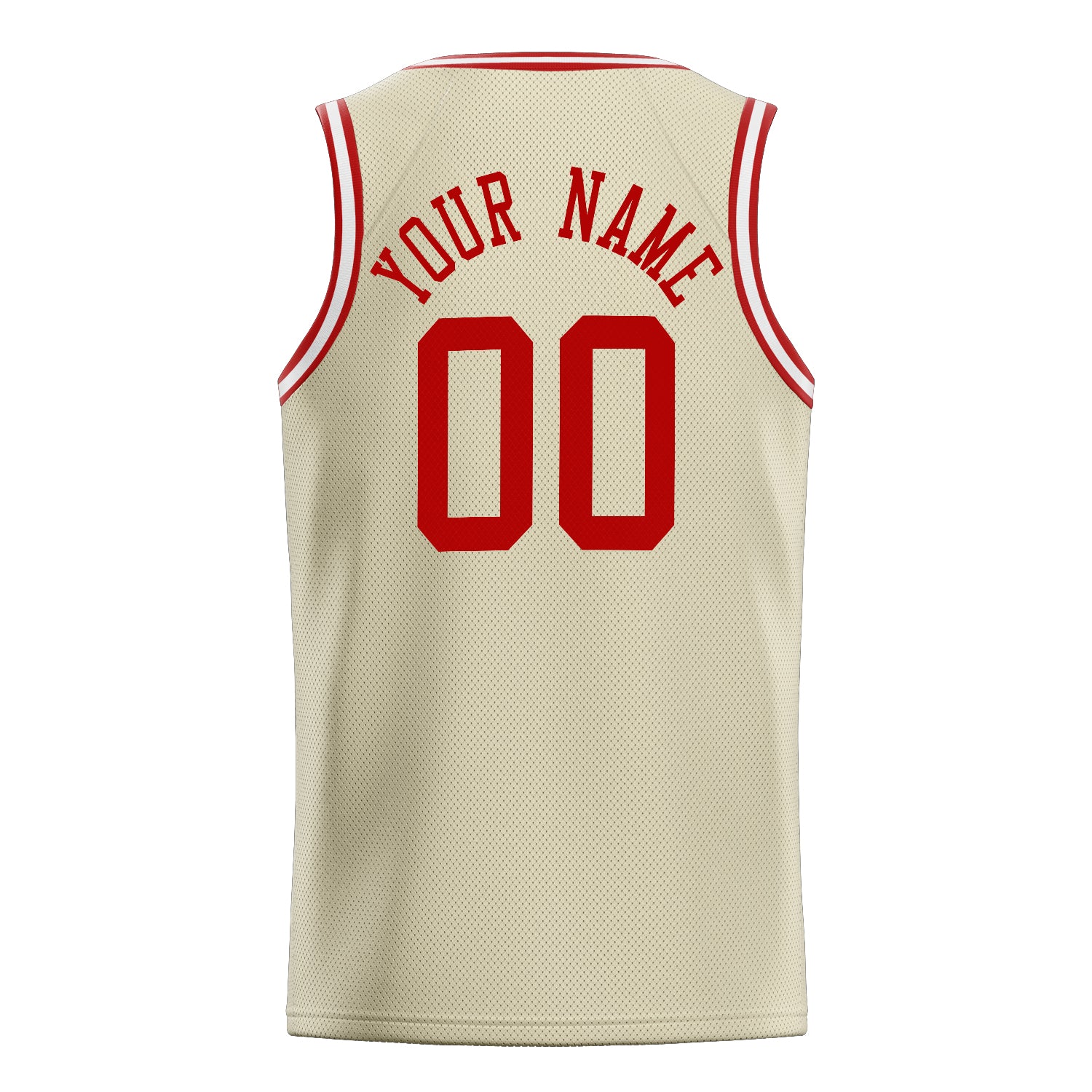 Personalized Cream & Red Solid Color Basketball Jersey