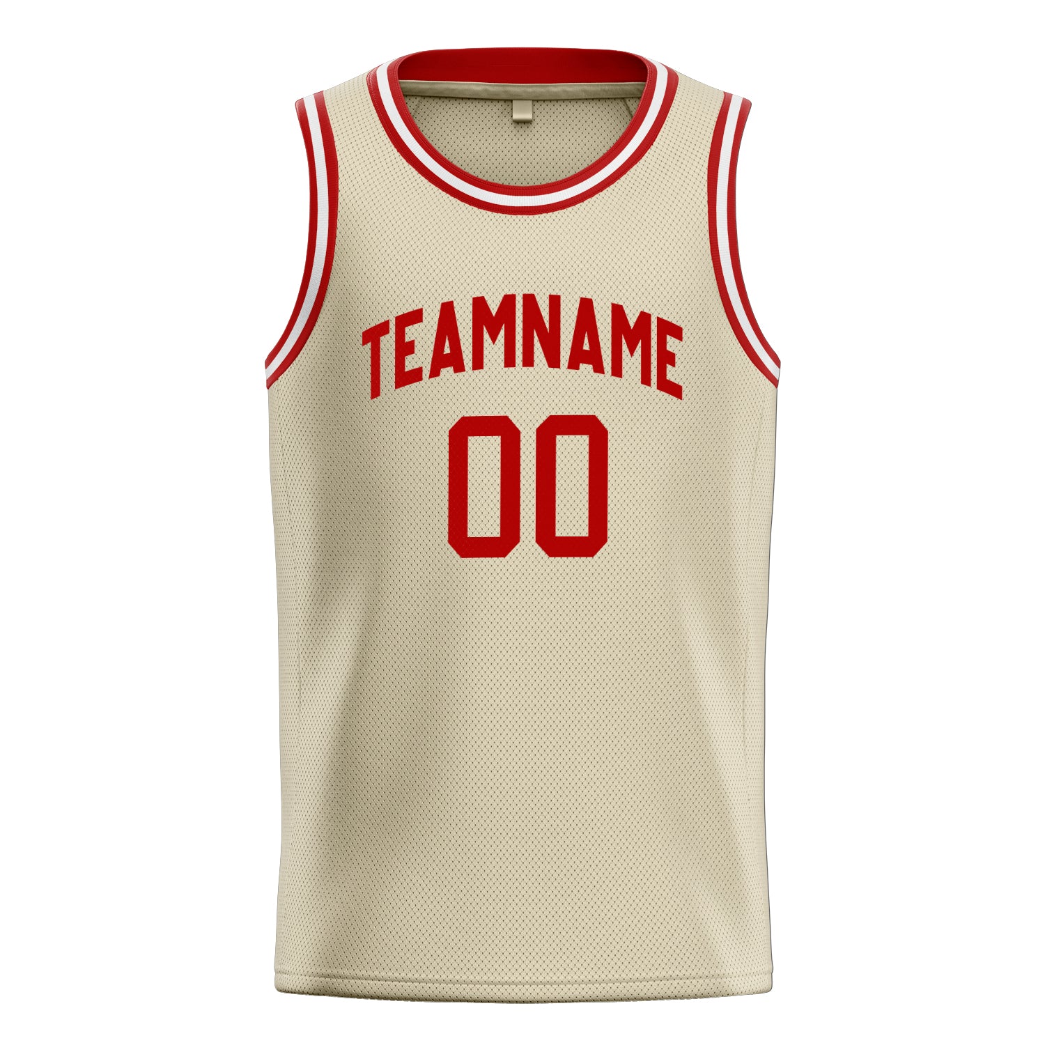Personalized Cream & Red Solid Color Basketball Jersey