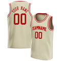 Personalized Cream & Red Solid Color Basketball Jersey