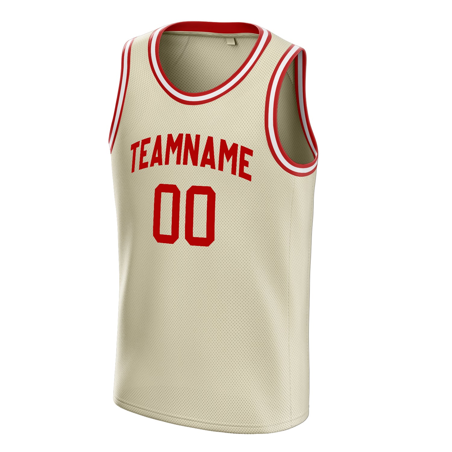 Personalized Cream & Red Solid Color Basketball Jersey