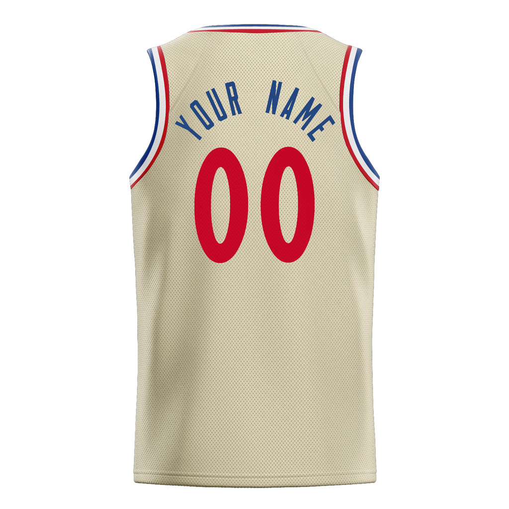 Personalized Cream & Red Solid Color Basketball Jersey