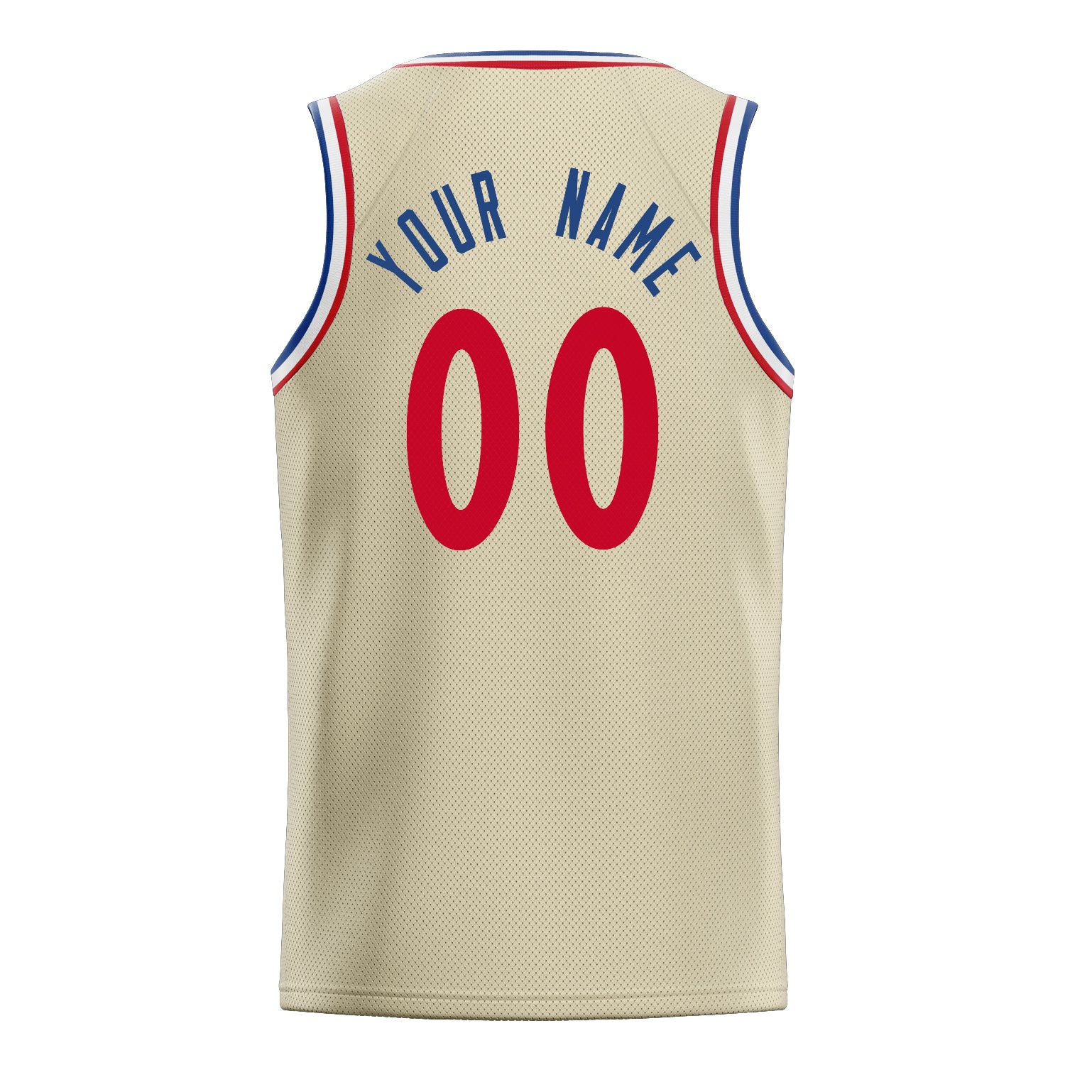 Personalized Cream & Red Solid Color Basketball Jersey
