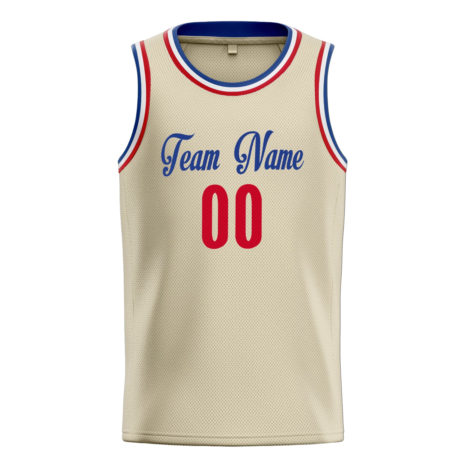 Personalized Cream & Red Solid Color Basketball Jersey