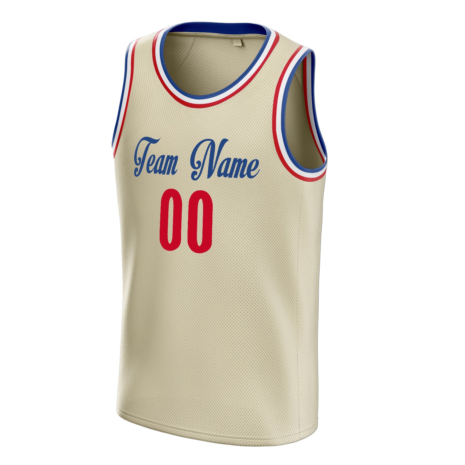 Personalized Cream & Red Solid Color Basketball Jersey