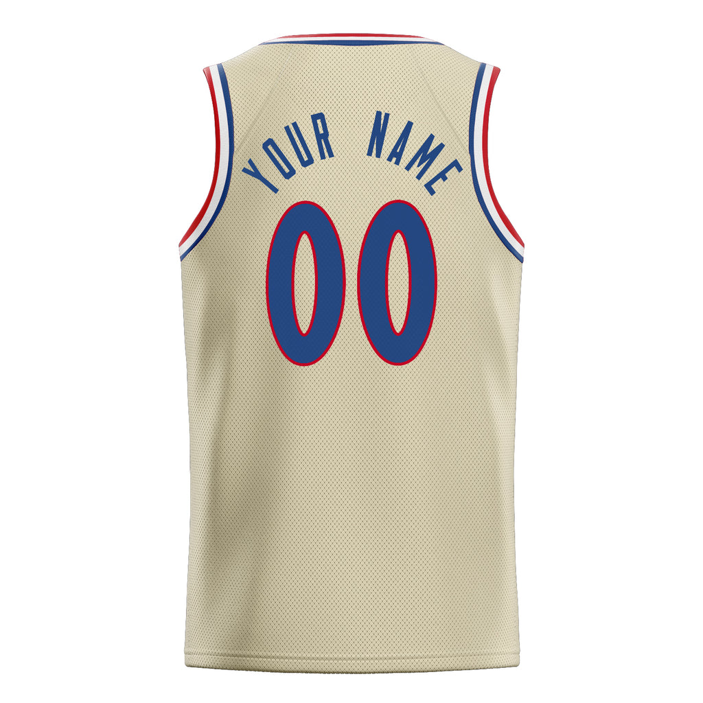 Personalized Cream & Royal Solid Color Basketball Jersey