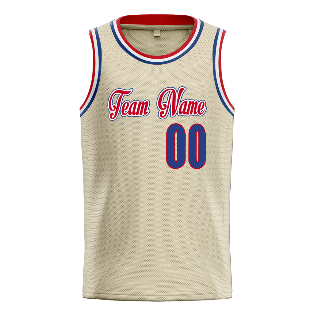 Personalized Cream & Royal Solid Color Basketball Jersey
