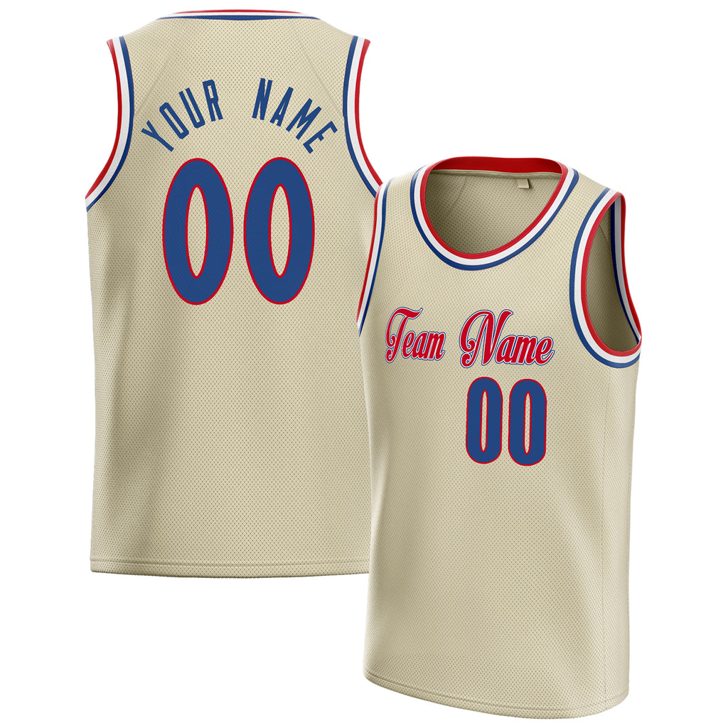 Personalized Cream & Royal Solid Color Basketball Jersey