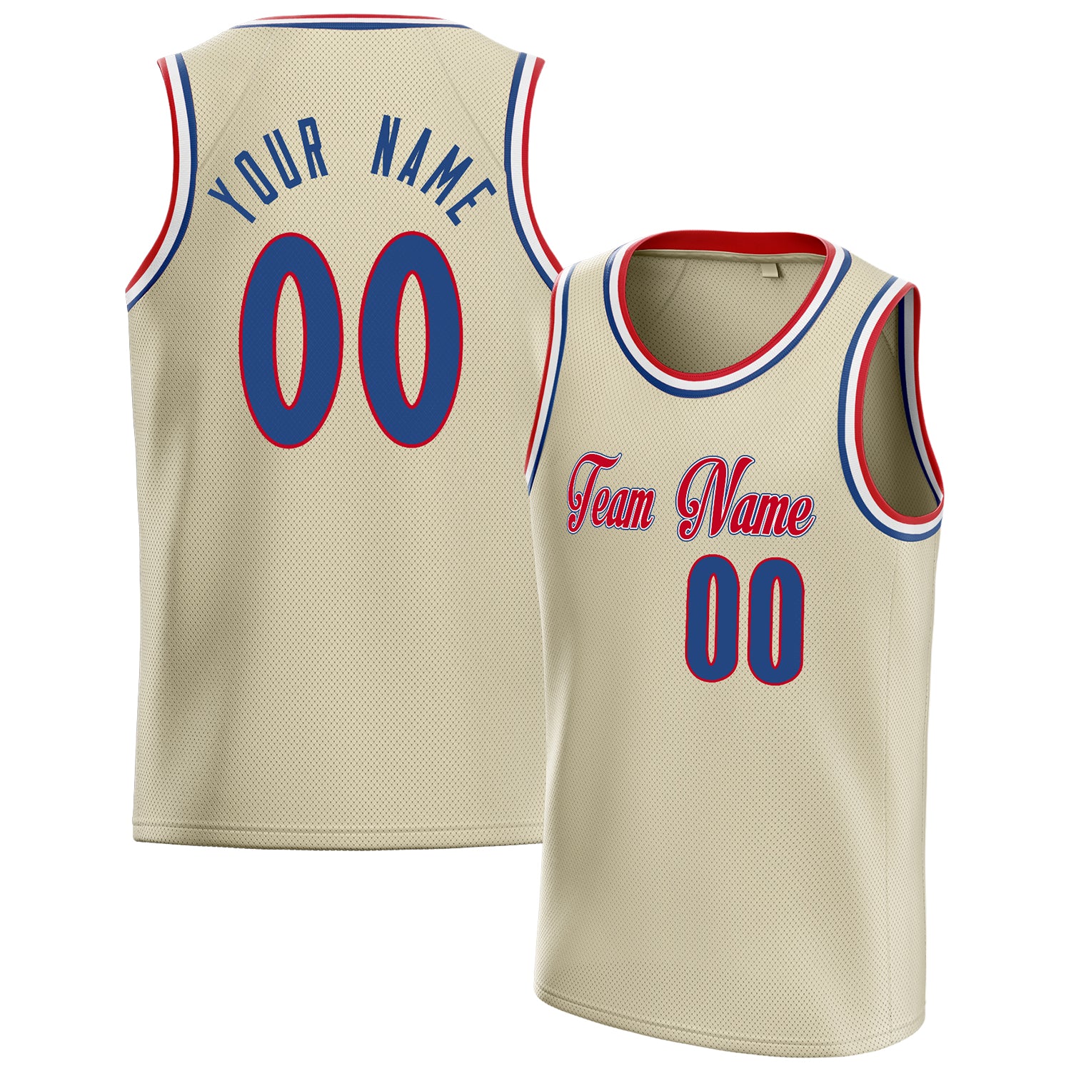 Personalized Cream & Royal Solid Color Basketball Jersey