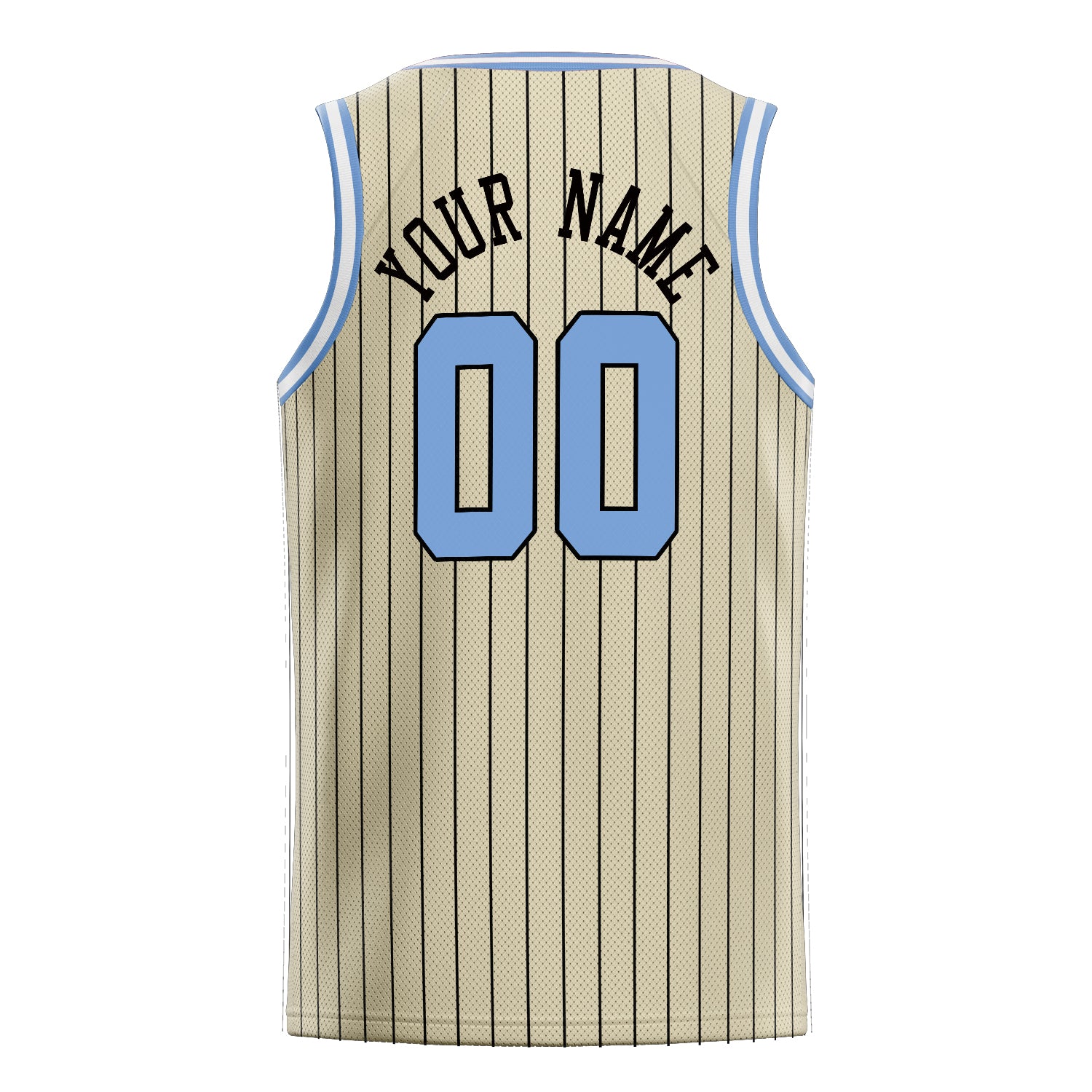 Personalized Cream & Light Blue Black Pinstripe Basketball Jersey