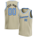 Personalized Cream & Light Blue Black Pinstripe Basketball Jersey