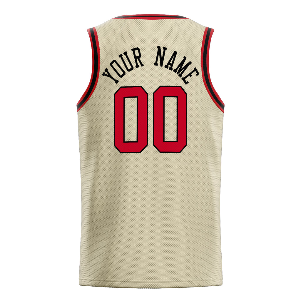 Personalized Cream & Red Solid Color Basketball Jersey