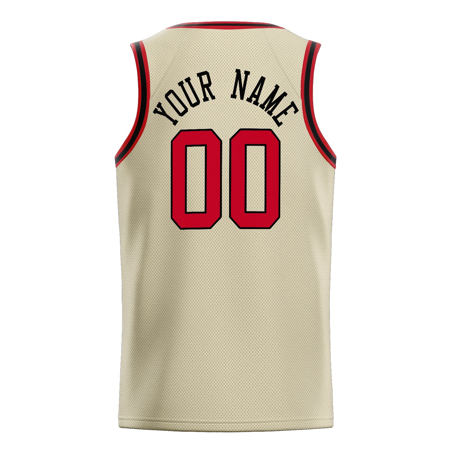 Personalized Cream & Red Solid Color Basketball Jersey