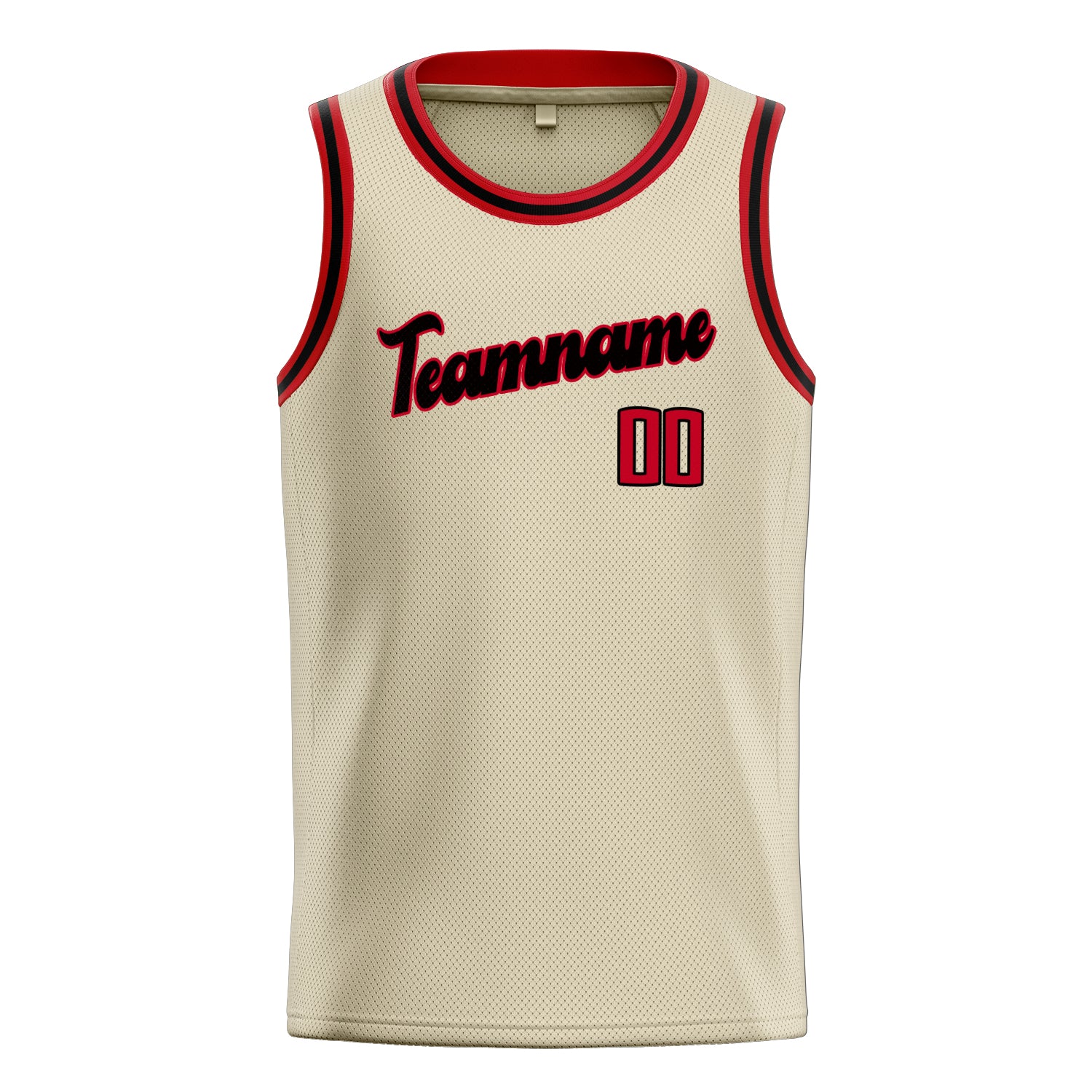 Personalized Cream & Red Solid Color Basketball Jersey