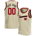 Personalized Cream & Red Solid Color Basketball Jersey