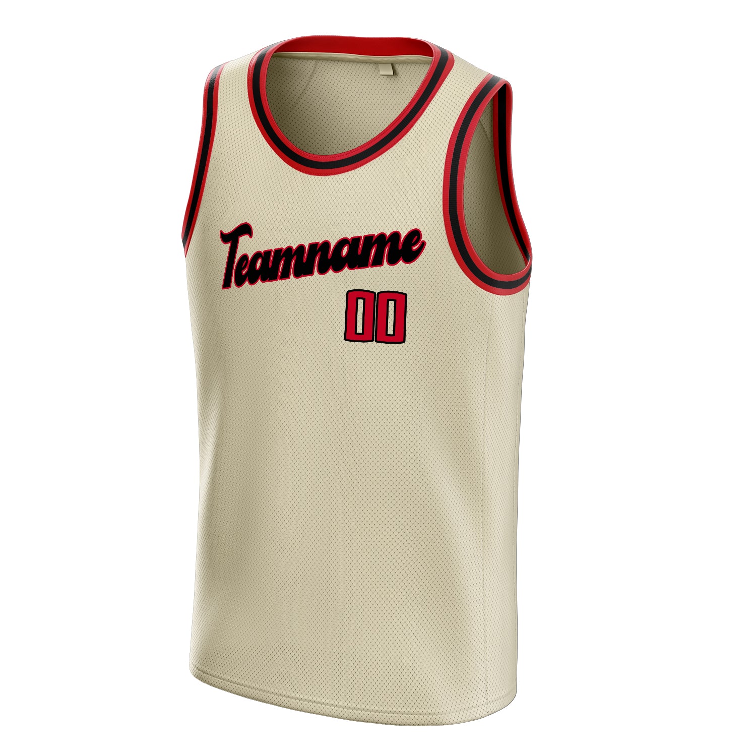 Personalized Cream & Red Solid Color Basketball Jersey