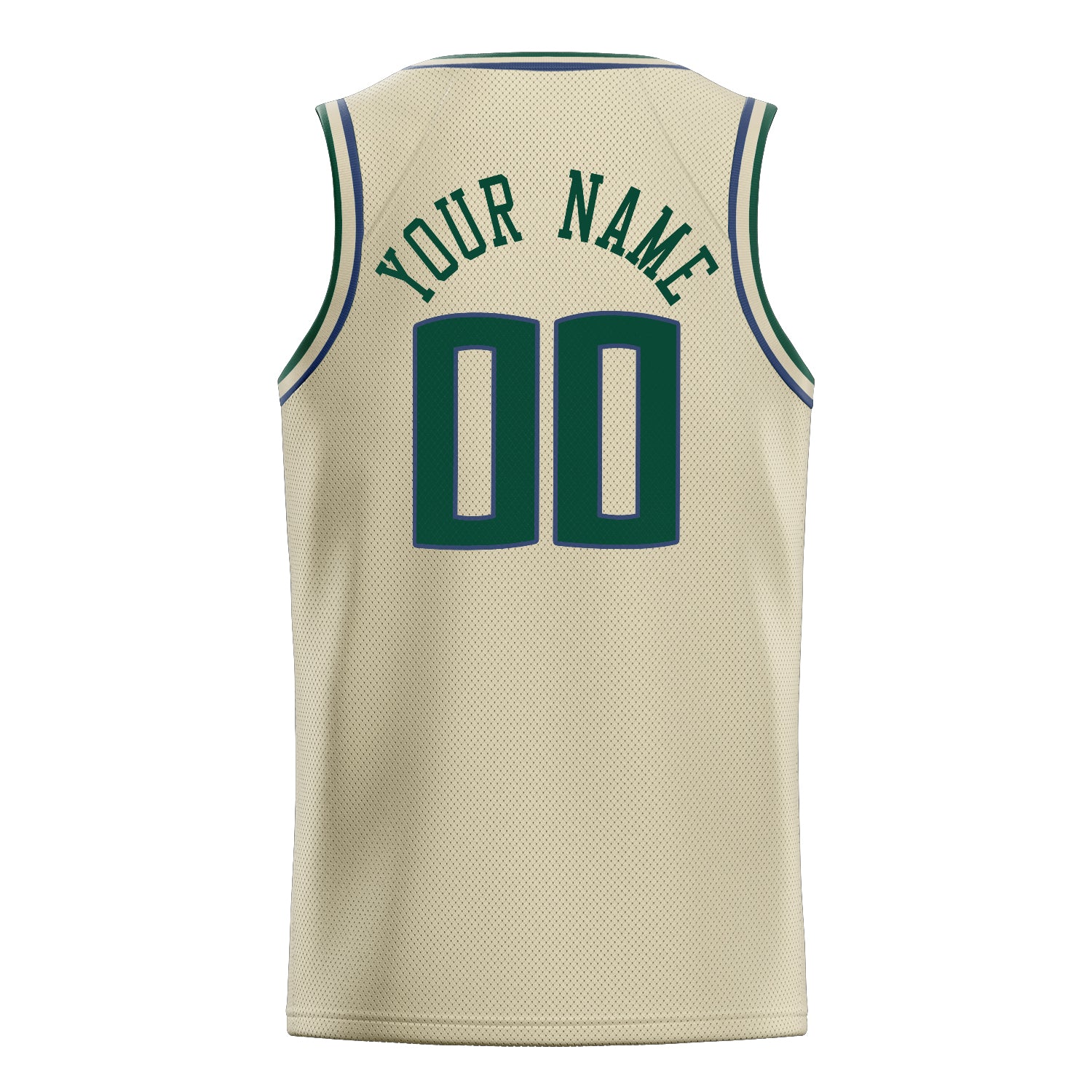Personalized Cream & Kelly Green Solid Color Basketball Jersey