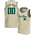 Personalized Cream & Kelly Green Solid Color Basketball Jersey