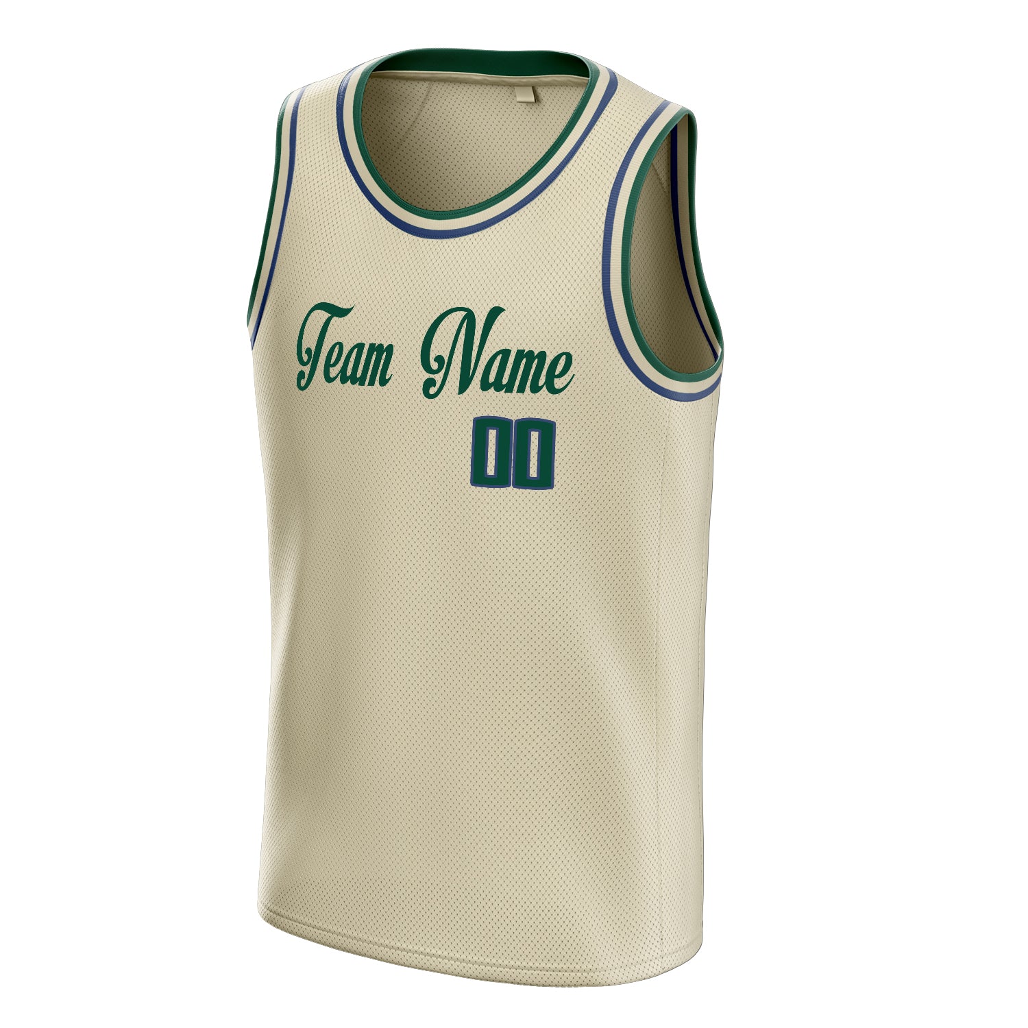Personalized Cream & Kelly Green Solid Color Basketball Jersey