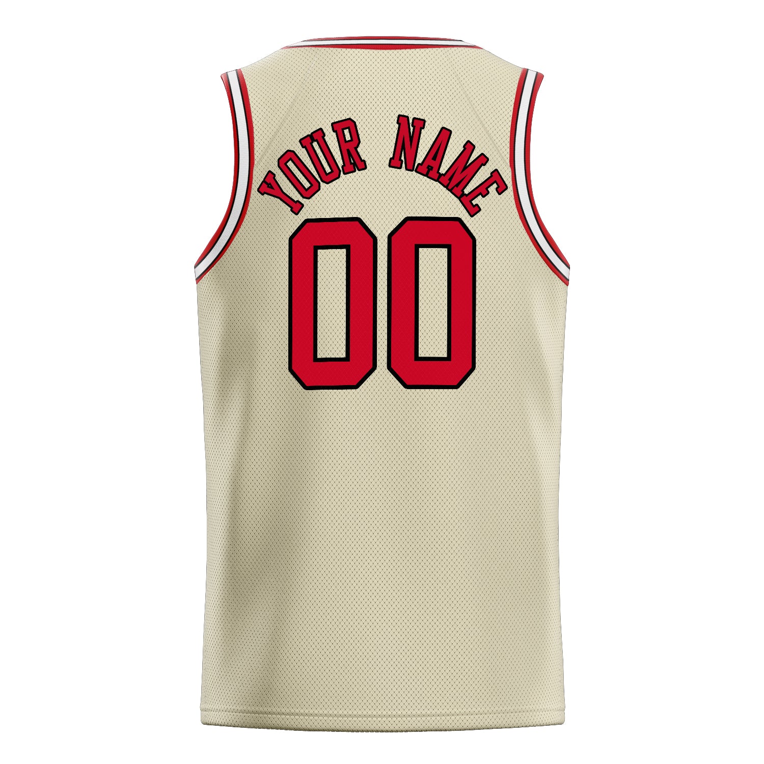 Personalized Cream & Red Solid Color Basketball Jersey
