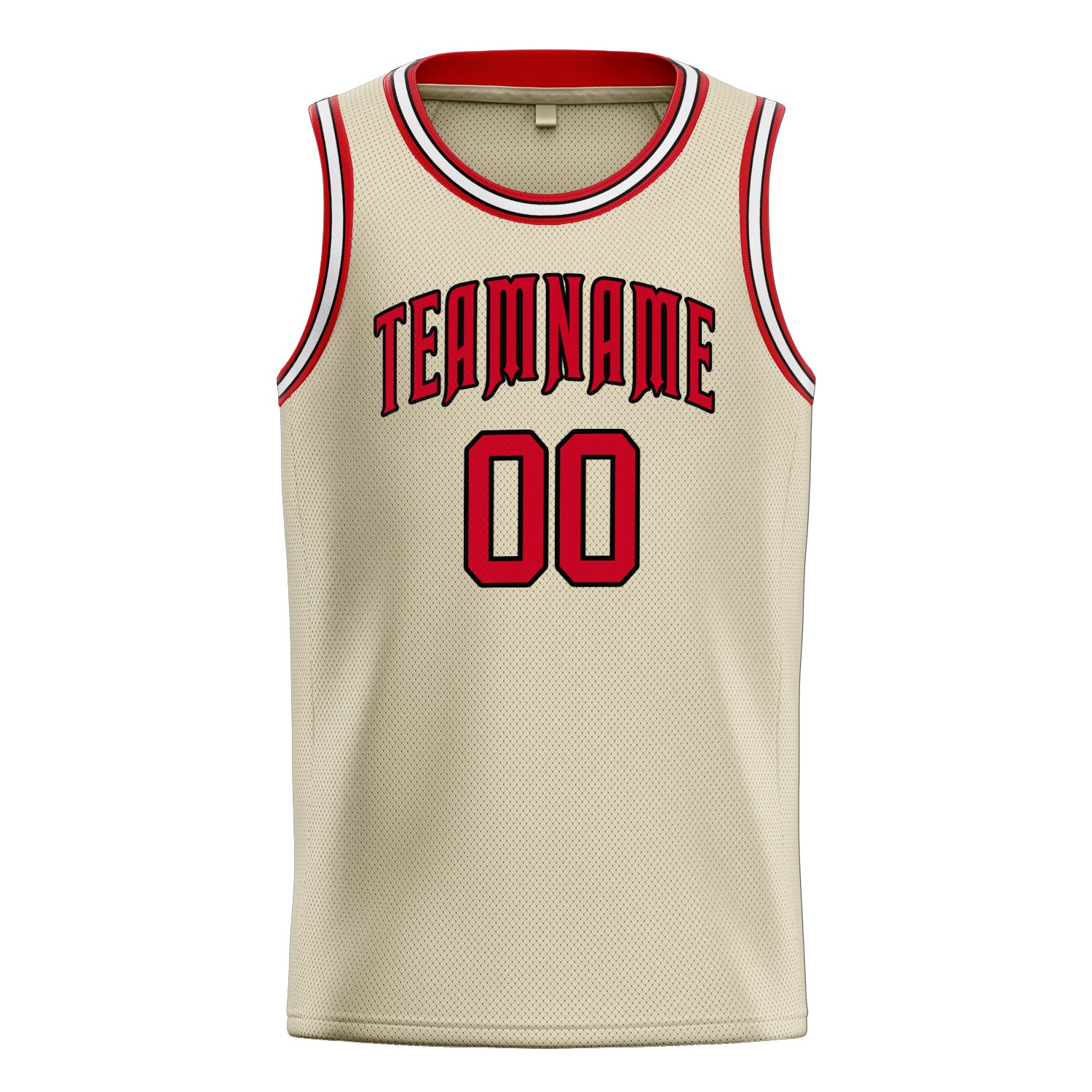 Personalized Cream & Red Solid Color Basketball Jersey
