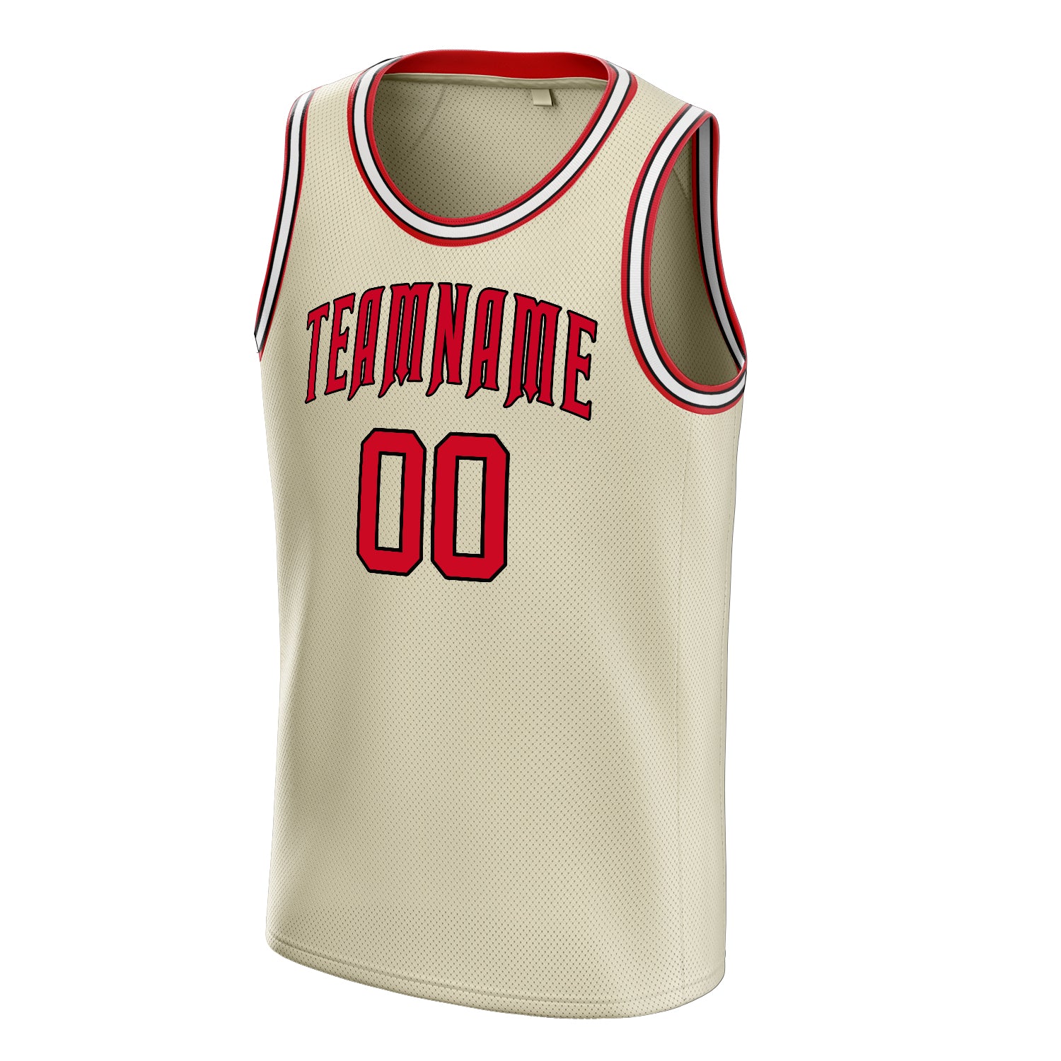 Personalized Cream & Red Solid Color Basketball Jersey