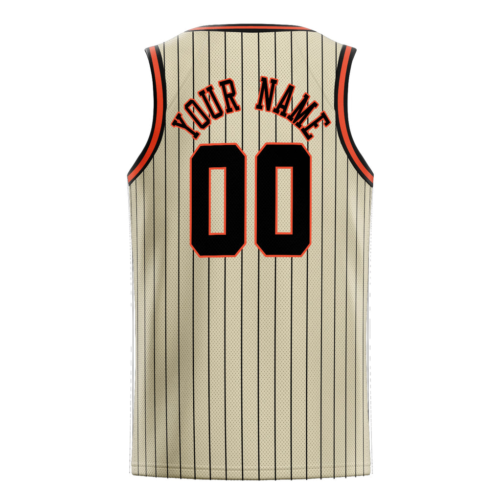 Personalized Cream & Black Pinstripe Basketball Jersey