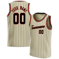 Personalized Cream & Black Pinstripe Basketball Jersey