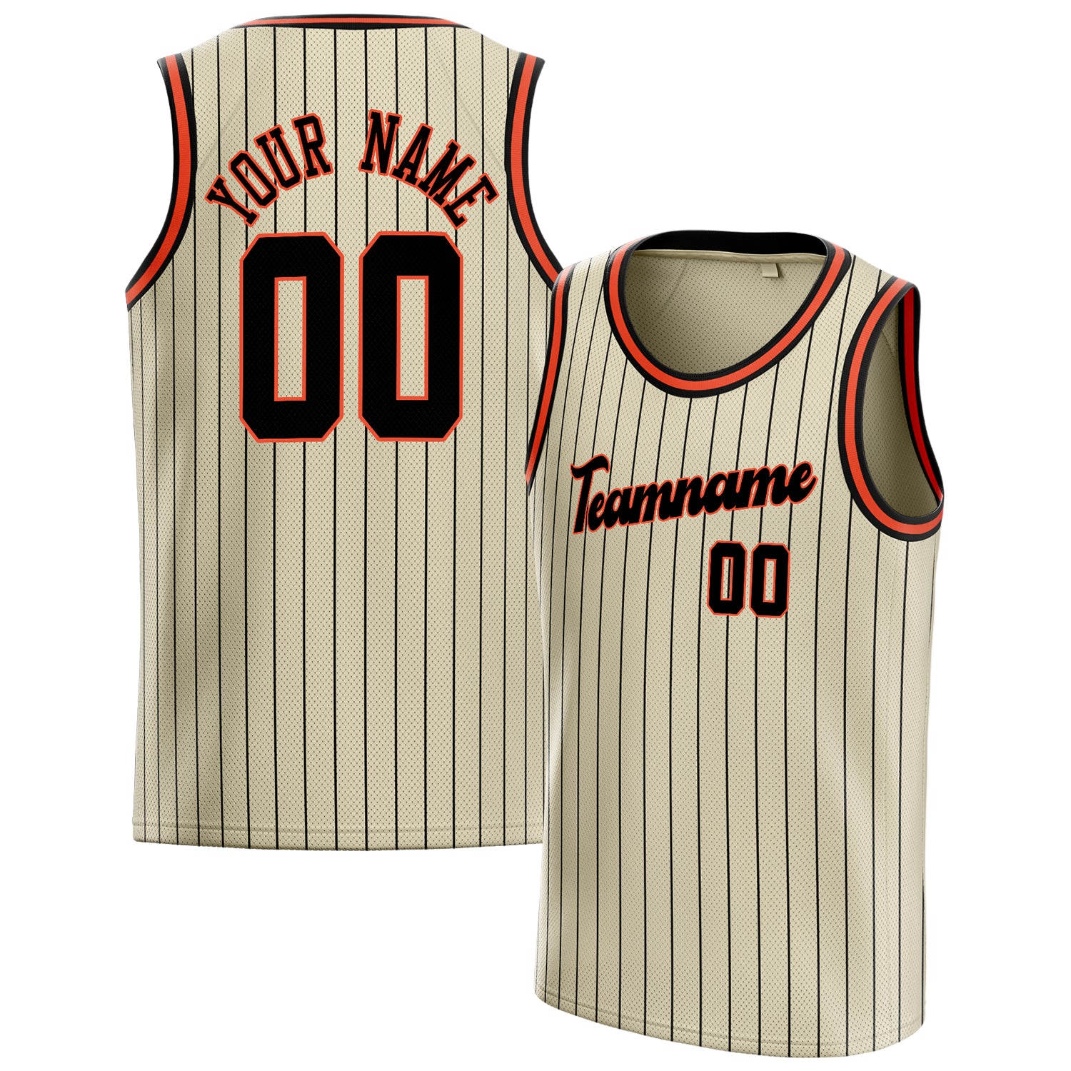 Personalized Cream & Black Pinstripe Basketball Jersey