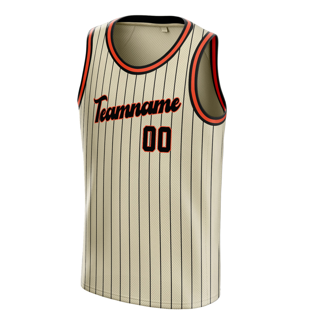Personalized Cream & Black Pinstripe Basketball Jersey