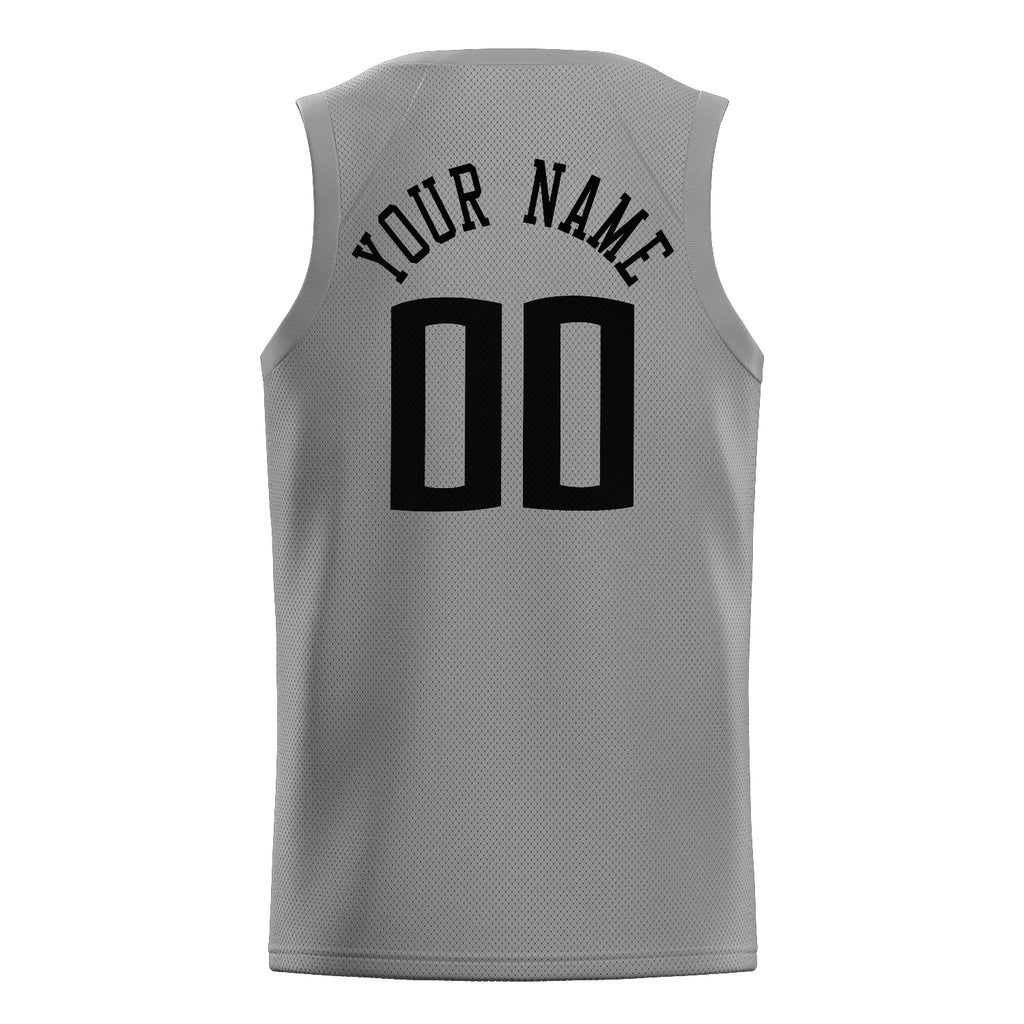 Personalized Gray & Black Solid Color Basketball Jersey