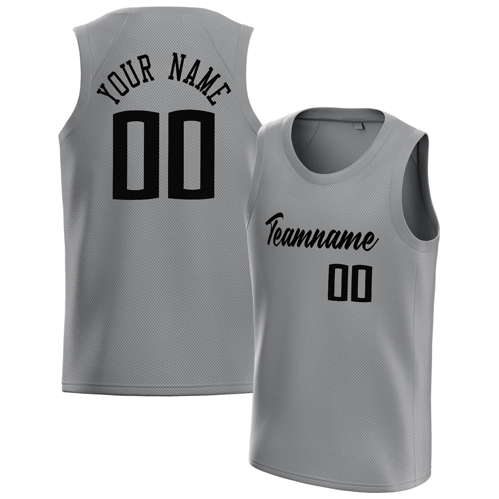 Personalized Gray & Black Solid Color Basketball Jersey