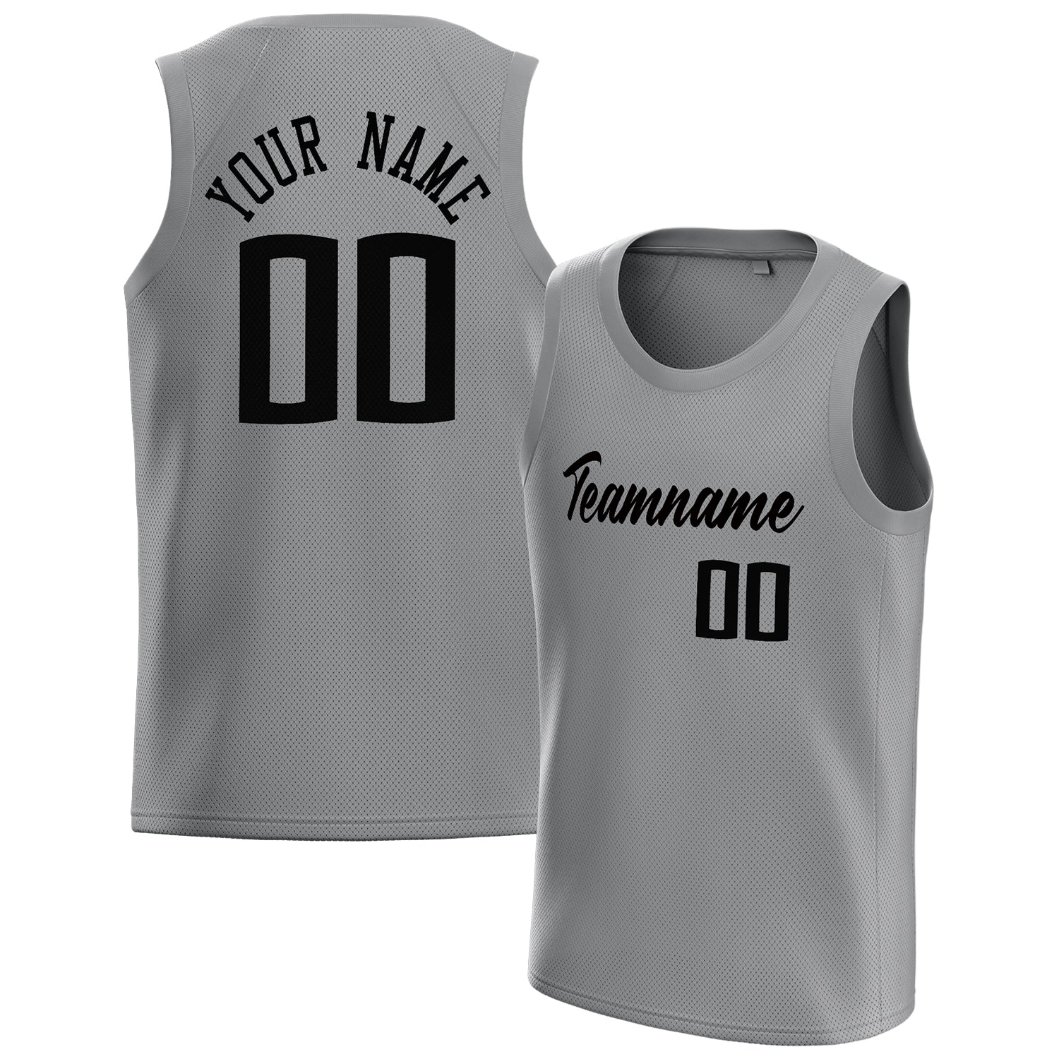Personalized Gray & Black Solid Color Basketball Jersey