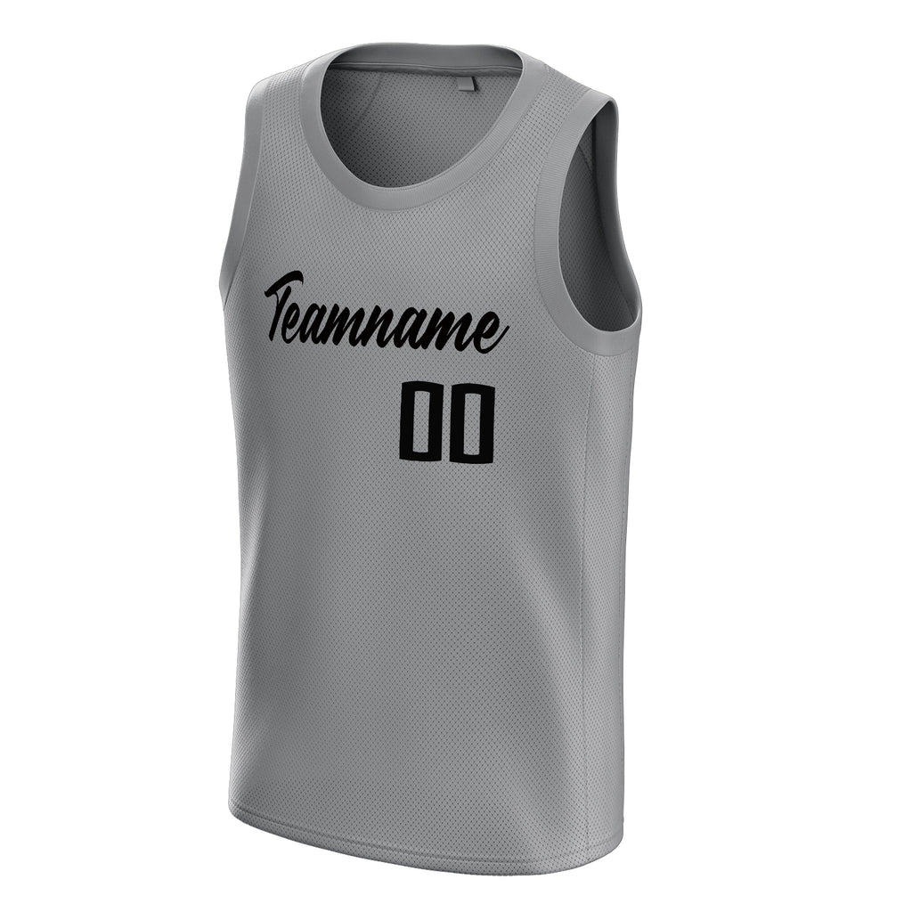 Personalized Gray & Black Solid Color Basketball Jersey