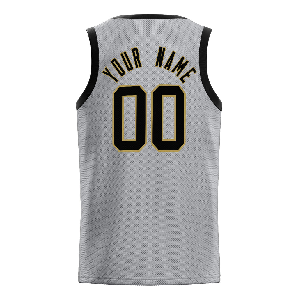 Personalized Gray & Black Solid Color Basketball Jersey