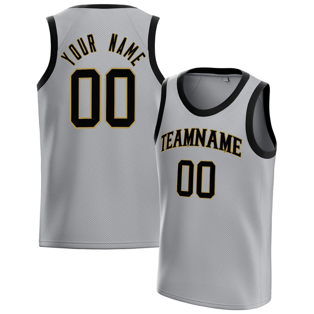 Personalized Gray & Black Solid Color Basketball Jersey