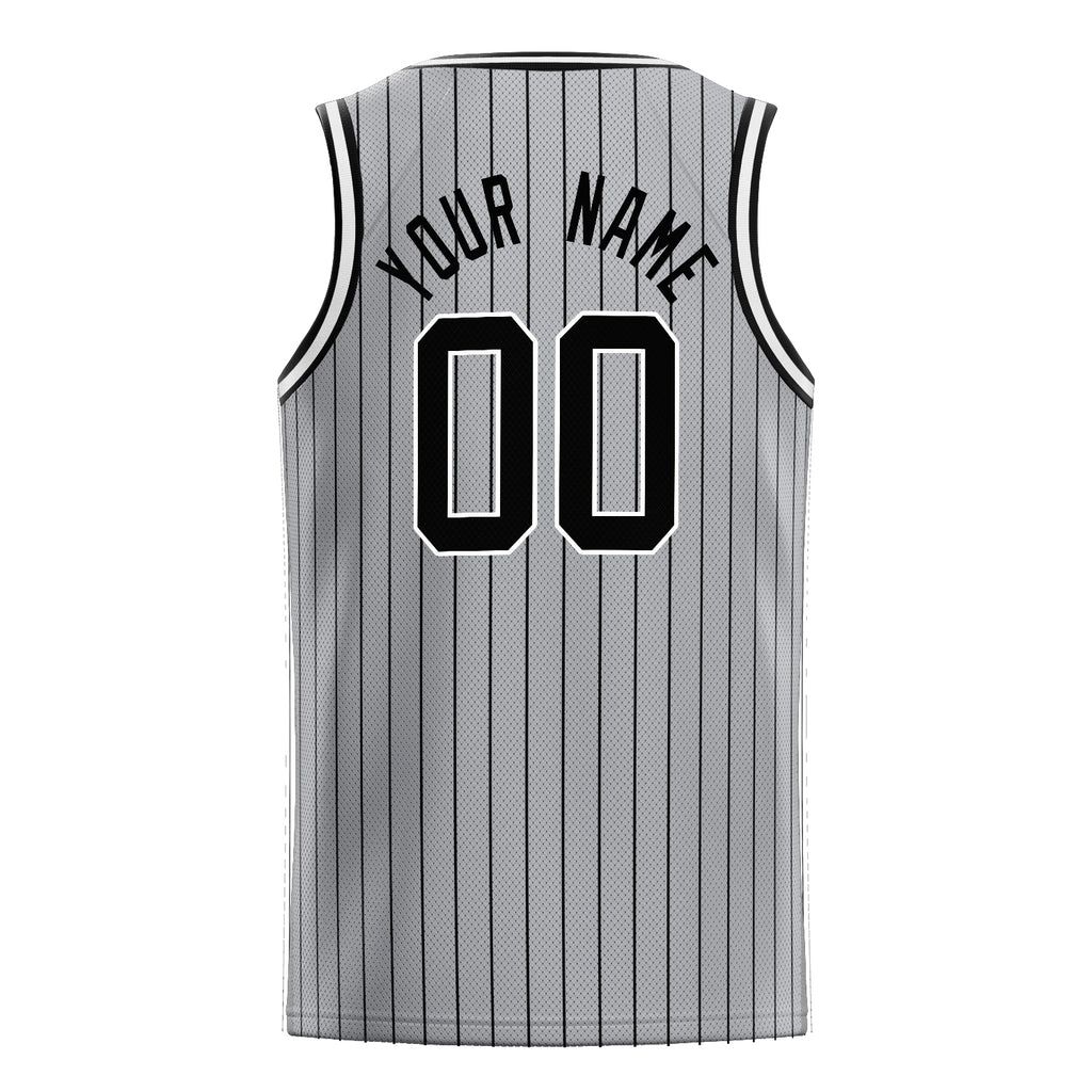 Personalized Gray & Black Pinstripe Basketball Jersey