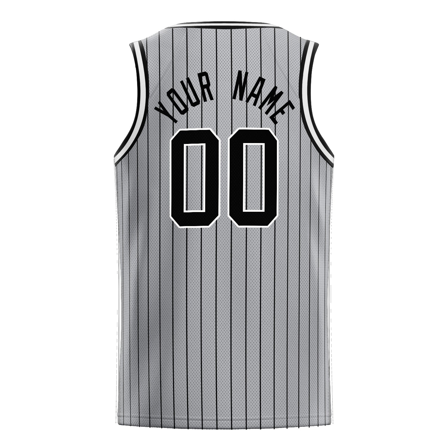 Personalized Gray & Black Pinstripe Basketball Jersey
